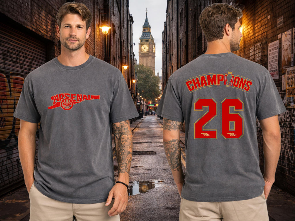 Arsenal 2026 English Champions, Cannon Shirt, North London Football Shirt, Soccer Shirt, League Champs