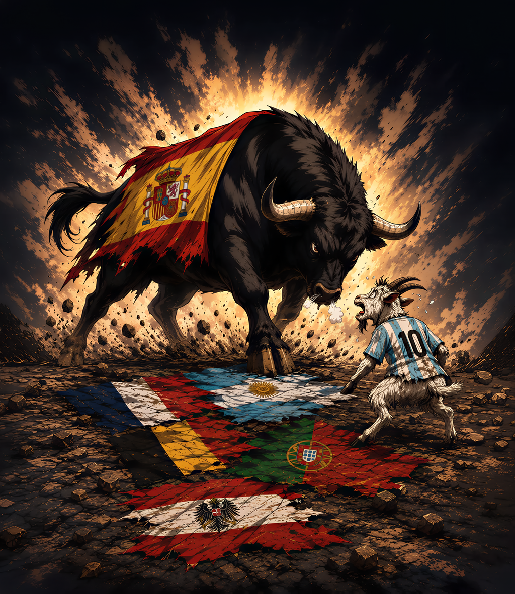 Spain World Cup Champions Bull vs Goat