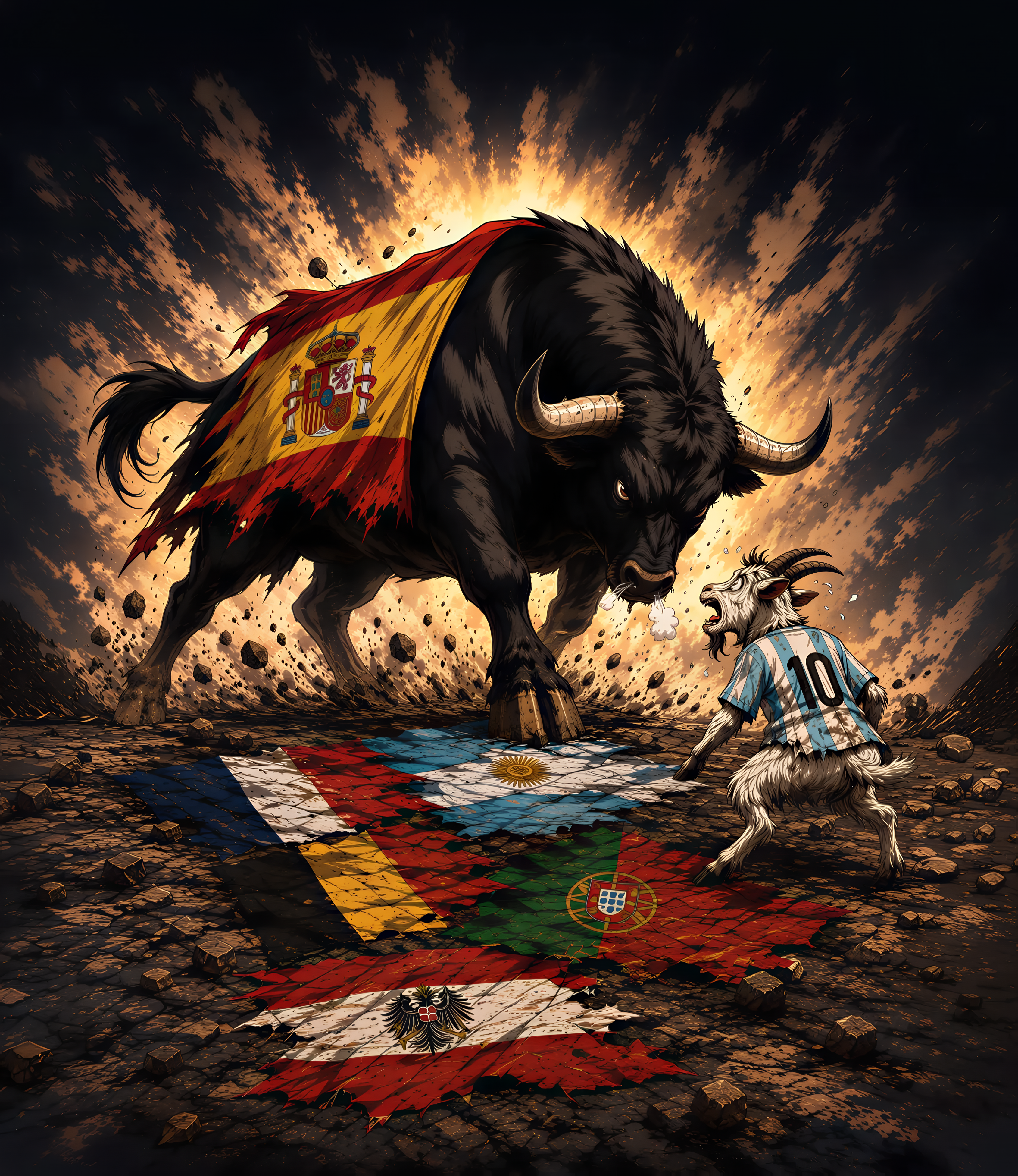 Spain World Cup Champions Bull vs Goat