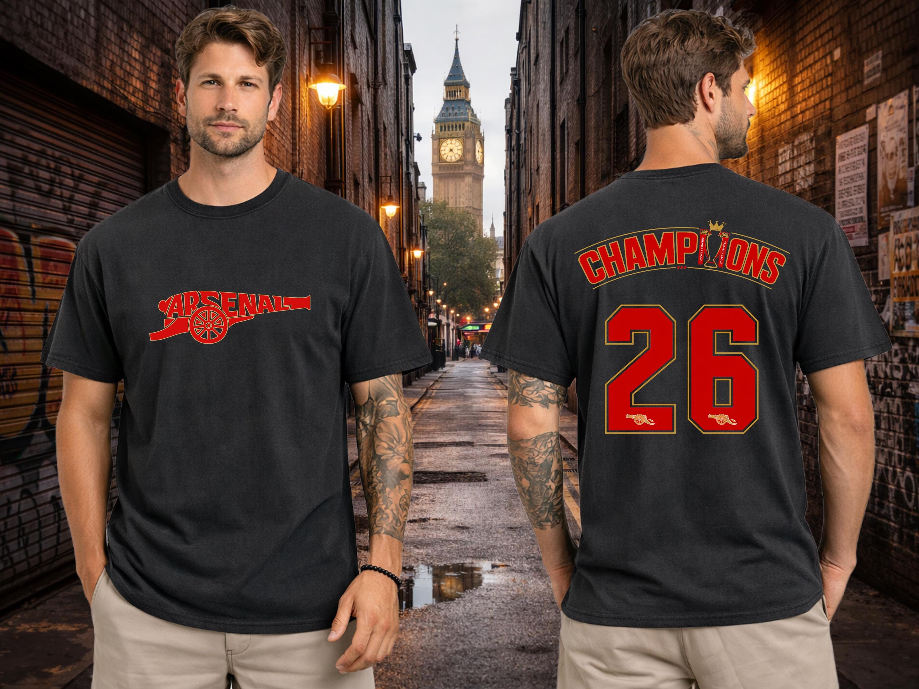 Arsenal 2026 English Champions, Cannon Shirt, North London Football Shirt, Soccer Shirt, League Champs